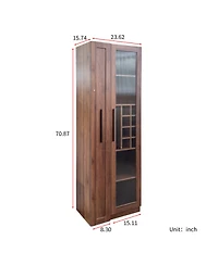 Streamdale Furniture Farmhouse Kitchen Pantry Cabinet with Pull-Out Storage and Glass Doors