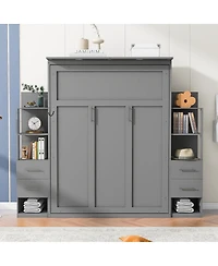 Streamdale Furniture Queen Size Murphy Bed Wall Bed with Shelves Drawers