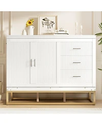 Streamdale Furniture Murphy queen bed with Wooden doors design fake drawers metal legs