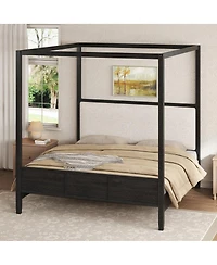 Streamdale Furniture Queen Canopy Platform Bed with Upholstered Headboard