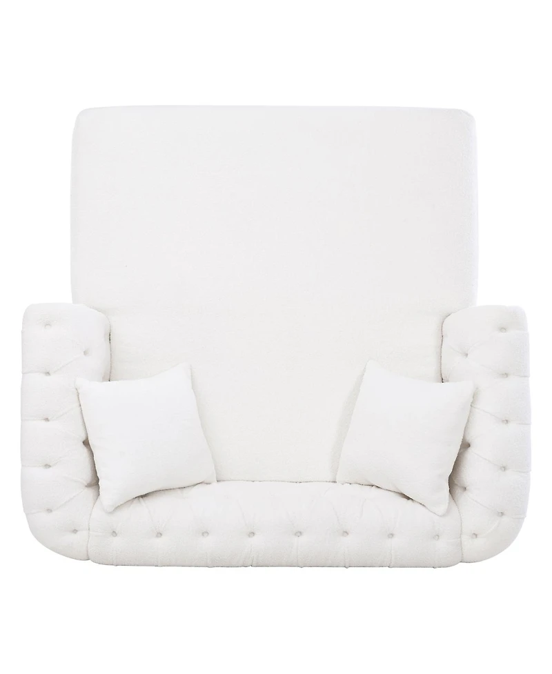 Streamdale Furniture 63'' Tufted Pu Leather Loveseat Chaise Lounge with 2 Pillows