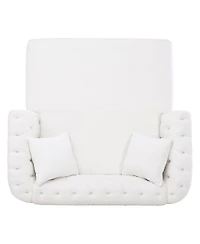 Streamdale Furniture 63'' Tufted Pu Leather Loveseat Chaise Lounge with 2 Pillows