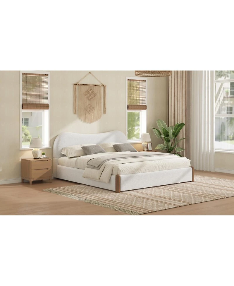 Streamdale Furniture Queen Size Upholstered Platform Bed with Wood Supporting Feet