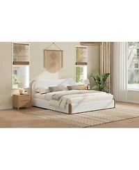 Streamdale Furniture Queen Size Upholstered Platform Bed with Wood Supporting Feet