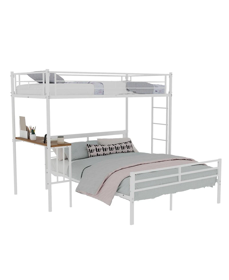 Streamdale Furniture Twin Over Full Metal Bunk Bed with Desk and Staircase