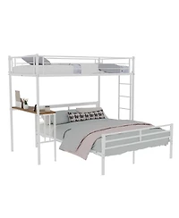 Streamdale Furniture Twin Over Full Metal Bunk Bed with Desk and Staircase