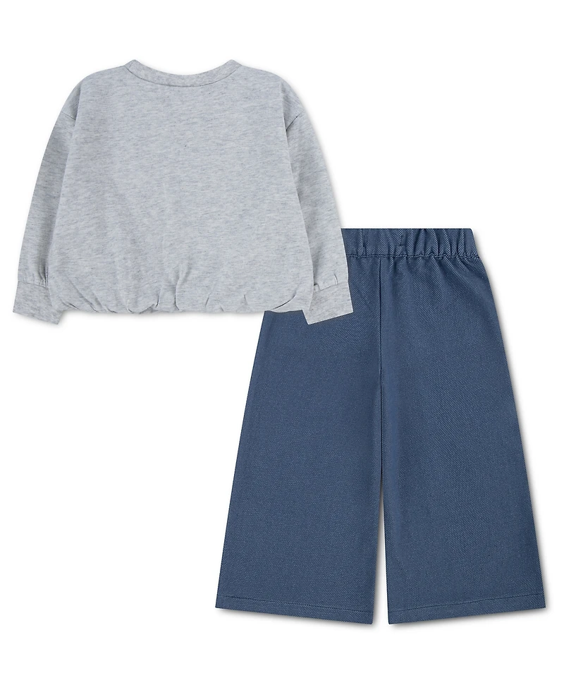 Levi's Toddler Girls' 2T-4T Graphic Sweatshirt and Wide-Leg Pants, 2-Piece Set