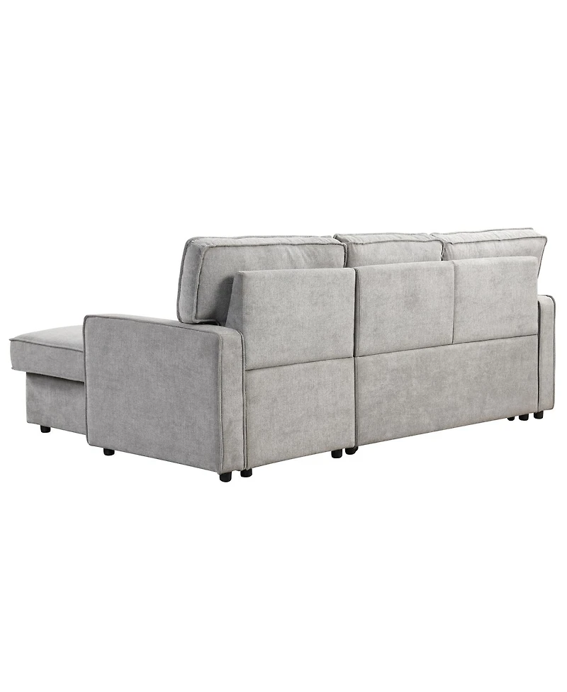 Streamdale Furniture Upholstery Sleeper Sectional Sofa with Storage Usb Port and 2 Cup Holders