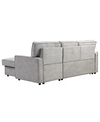 Streamdale Furniture Upholstery Sleeper Sectional Sofa with Storage Usb Port and 2 Cup Holders