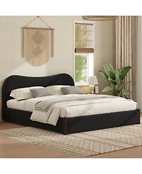 Streamdale Furniture Queen Size Upholstered Platform Bed with Wood Supporting Feet