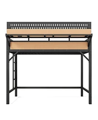 Streamdale Furniture Metal Loft Bed with Storage Pegboard Usb Ports and Led Lights