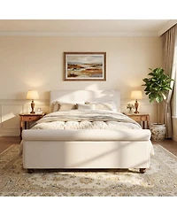 Streamdale Furniture Queen Size Upholstered Linen Bed Frame with Thick Headboard