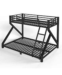 Streamdale Furniture Twin Over Full Metal Bunk Bed with Upgraded Support Slats