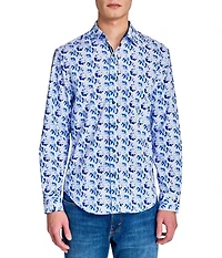 Society of Threads Men's Regular Fit 4-Way Stretch Performance Floral Long Sleeve Button Down