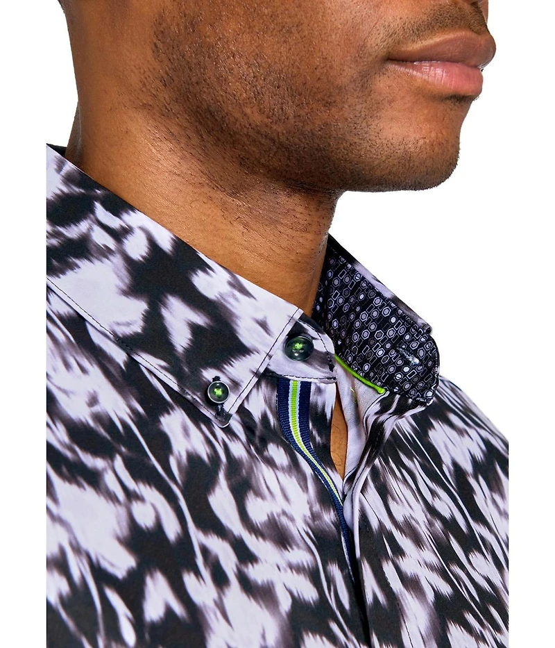 Society of Threads Men's Regular Fit 4-Way Stretch Performance Soft Floral Short Sleeve Button Down