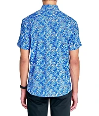Society of Threads Men's Regular Fit 4-Way Stretch Performance Rustic Paisley Short Sleeve Button Down
