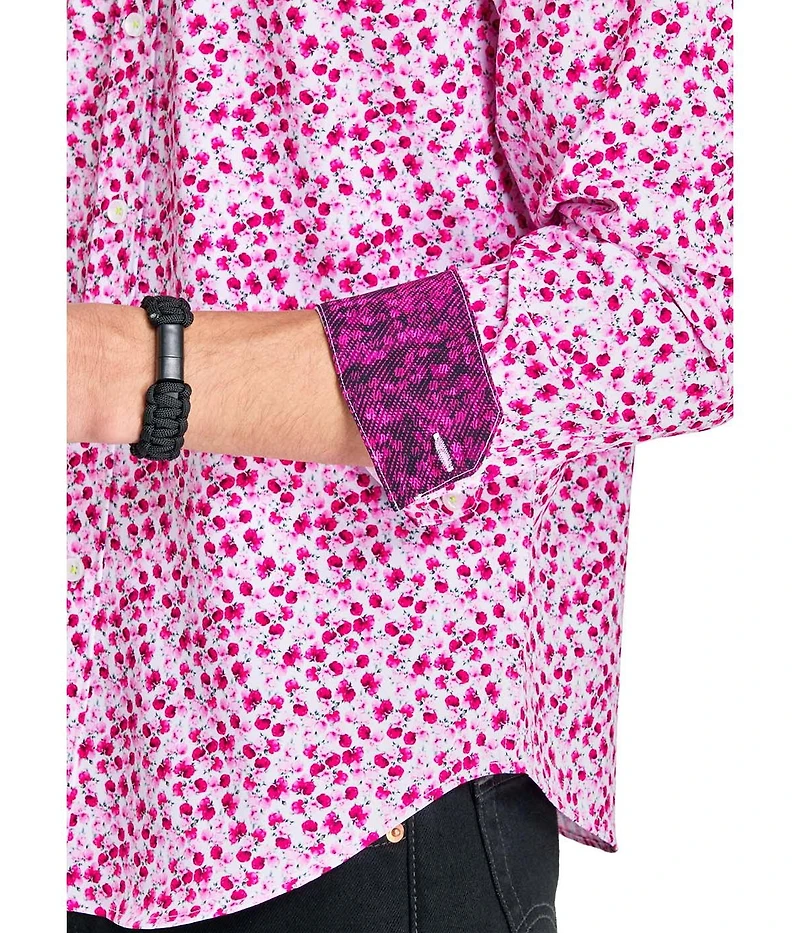 Society of Threads Men's Regular Fit 4-Way Stretch Performance Blushing Long Sleeve Button Down