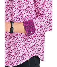 Society of Threads Men's Regular Fit 4-Way Stretch Performance Blushing Long Sleeve Button Down