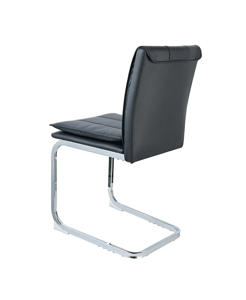 Streamdale Furniture Set of 4 Modern Pu Leather Dining Chairs with Plated Metal Legs