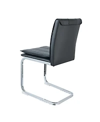 Streamdale Furniture Set of 4 Modern Pu Leather Dining Chairs with Plated Metal Legs