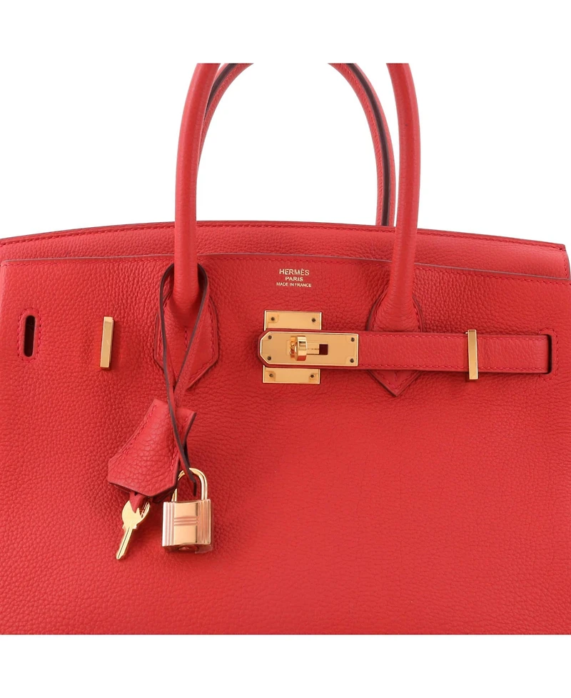 Pre-Owned HERMES Birkin 30 Handbag Red Togo with Gold Hardware