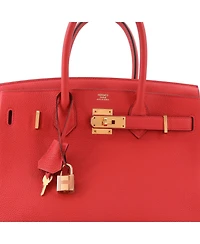 Pre-Owned HERMES Birkin 30 Handbag Red Togo with Gold Hardware