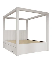 Streamdale Furniture Upholstery Canopy Platform Bed with Trundle and 3 Drawers
