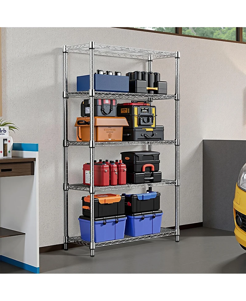 Streamdale Furniture 5-Tier Heavy Duty Steel Wire Shelving Unit 1250 Lbs Capacity