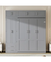Streamdale Furniture Murphy Bed with Top Cabinet Shelves and Wardrobe