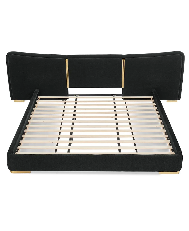 Streamdale Furniture Extra Large Chenille Platform Bed with Curved Headboard