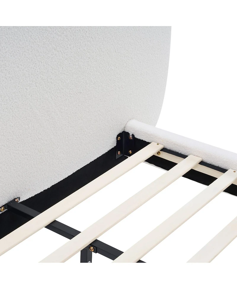 Streamdale Furniture Extra Thick Upholstered Platform Bed Frame Teddy Fleece King