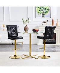 Streamdale Furniture Set of 2 Vintage Crocodile Leather Bar Chairs with Crystal Clasps