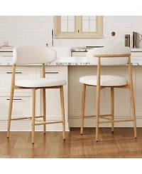 Streamdale Furniture Set of 4 Upholstered Counter Height Bar Stools with Metal Legs