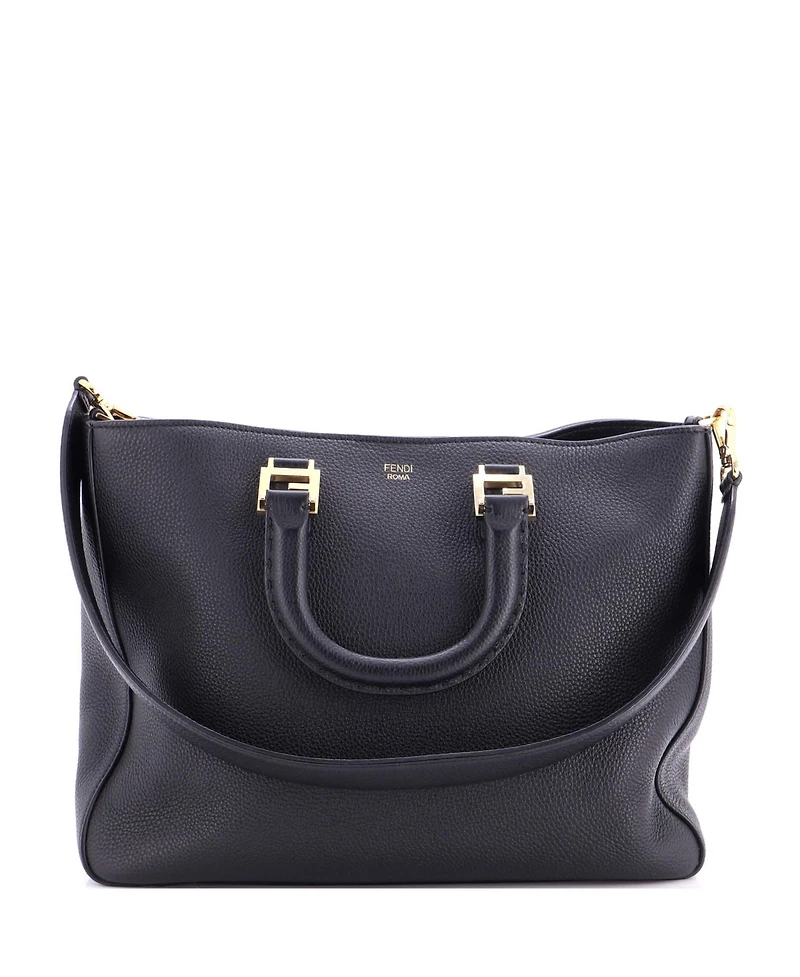 Pre-Owned Fendi Medium Selleria Ff Handle Tote Leather