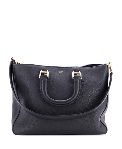 Pre-Owned Fendi Medium Selleria Ff Handle Tote Leather