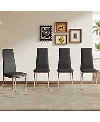 Streamdale Furniture Modern Style Dining Chairs Set of 4 Pu Leather with Silver Metal Legs