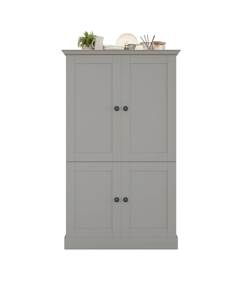 Streamdale Furniture Freestanding Kitchen Pantry Cabinet with 4 Doors 3 Drawers and Wine Racks