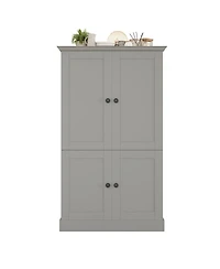 Streamdale Furniture Freestanding Kitchen Pantry Cabinet with 4 Doors 3 Drawers and Wine Racks