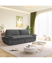 Streamdale Furniture 73.2'' 3-in-1 Convertible Queen Pull-Out Corduroy Sleeper Sofa