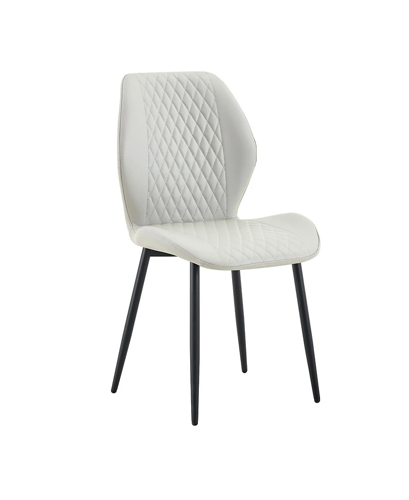 Streamdale Furniture Set of 4 Modern Diamond-Quilted Pu Dining Chairs with Metal Legs