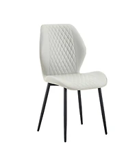 Streamdale Furniture Set of 4 Modern Diamond-Quilted Pu Dining Chairs with Metal Legs