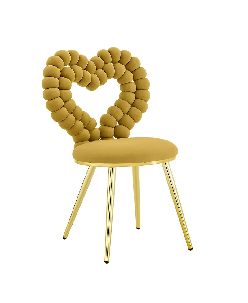Streamdale Furniture Heart-Shaped Tufted Velvet Accent Chair with Gold Metal Frame