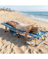 Gouun Set of 2 Tanning Chair with Face Arm Holes Portable 4-Level Sunbathing Pair