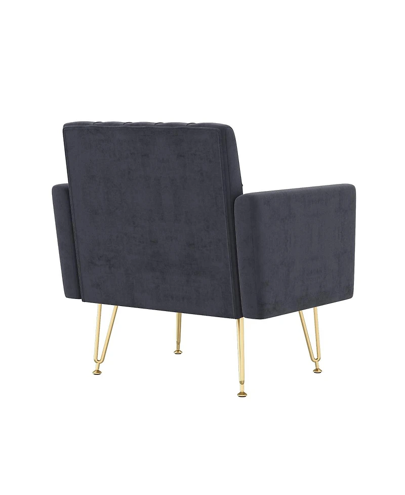 Streamdale Furniture Modern Tufted Velvet Armchair with Gold Metal Legs