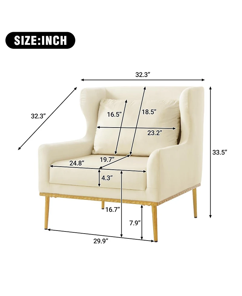 Streamdale Furniture Modern Velvet Accent Armchair for Living Room and Bedroom