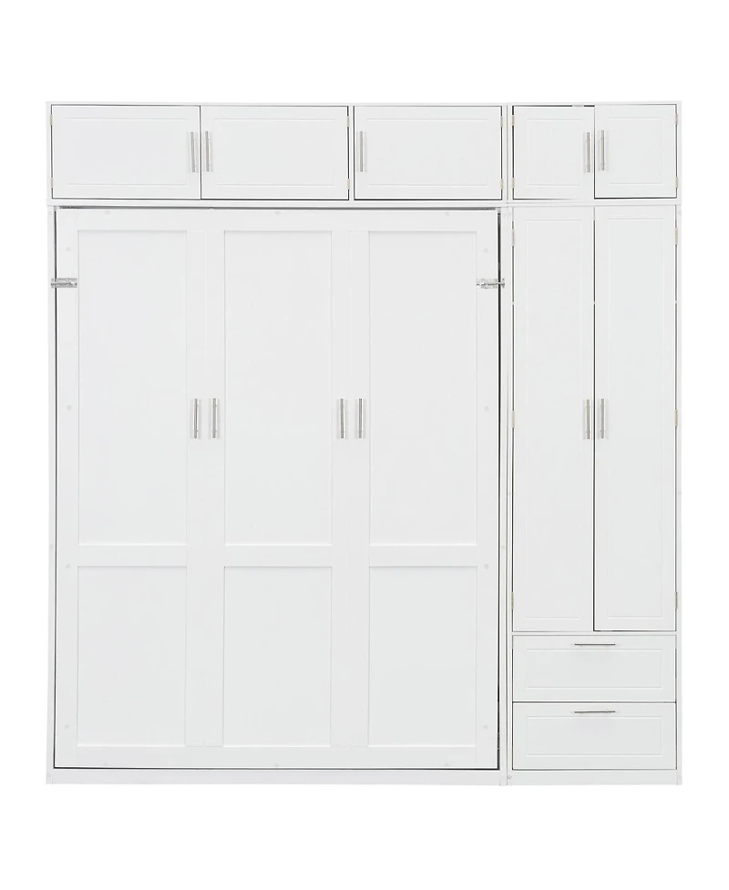 Streamdale Furniture Murphy Bed with Top Cabinet Shelves and Wardrobe