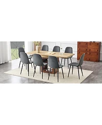 Streamdale Furniture 8-Piece Extendable Dining Set 59-71 inch Table with Linen Chairs