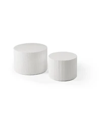 Streamdale Furniture Round Nesting Coffee Table Set of 2 Mdf for Living Room