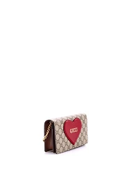 Pre-Owned Gucci Logo Heart Chain Wallet Gg Coated Canvas