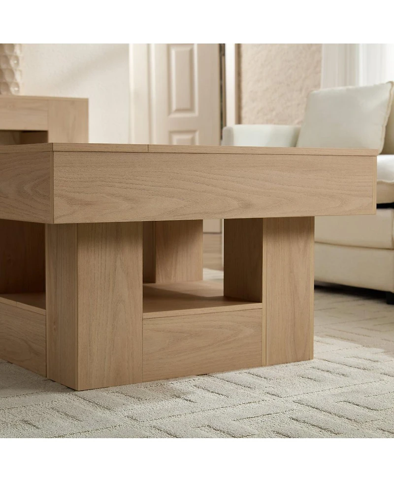 Streamdale Furniture Rustic Square Coffee Table with Scalloped Edges